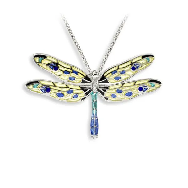 Sterling Silver Yellow Enamel Dragonfly Pendant Quality Gem LLC Bethel, CT