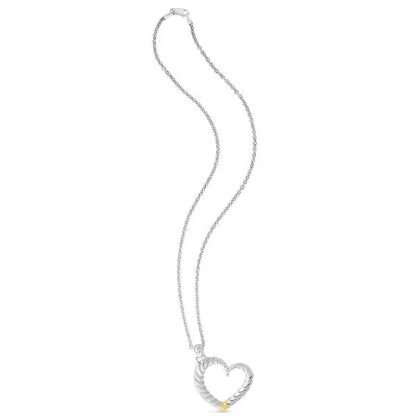Sterling Silver and 18K Yellow Gold Grande Cable Heart Pendant Length 18 Inches Image 2 Quality Gem LLC Bethel, CT