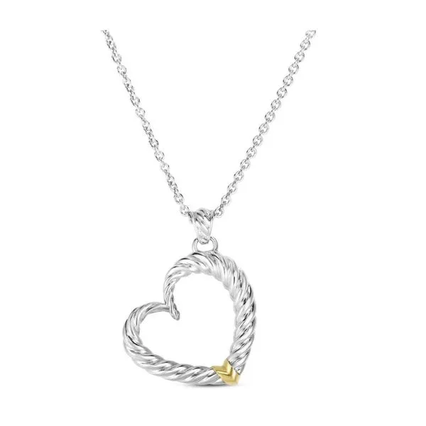 Sterling Silver and 18K Yellow Gold Grande Cable Heart Pendant Length 18 Inches Quality Gem LLC Bethel, CT