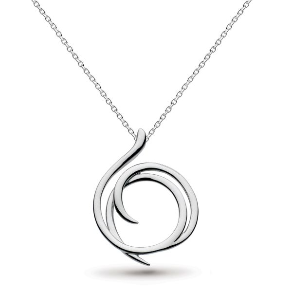 Sterling Silver Rhodium Plated Entwine Helix Wrap Pendant Length 18 Inches Quality Gem LLC Bethel, CT