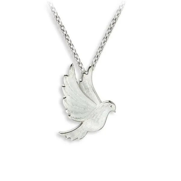 Sterling Silver White Enamel Dove Pendant Length 20 Inches Quality Gem LLC Bethel, CT