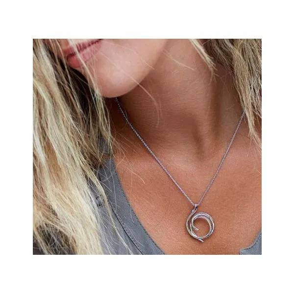 Sterling Silver Rhodium Plated Entwine Helix Wrap Pendant Length 18 Inches Image 2 Quality Gem LLC Bethel, CT