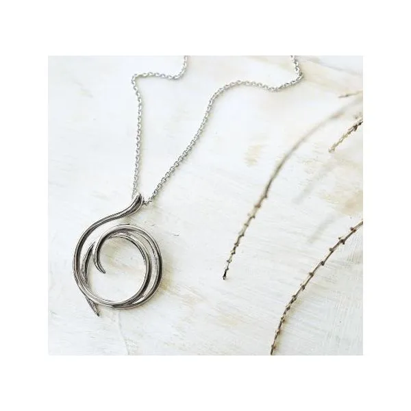 Sterling Silver Rhodium Plated Entwine Helix Wrap Pendant Length 18 Inches Image 3 Quality Gem LLC Bethel, CT