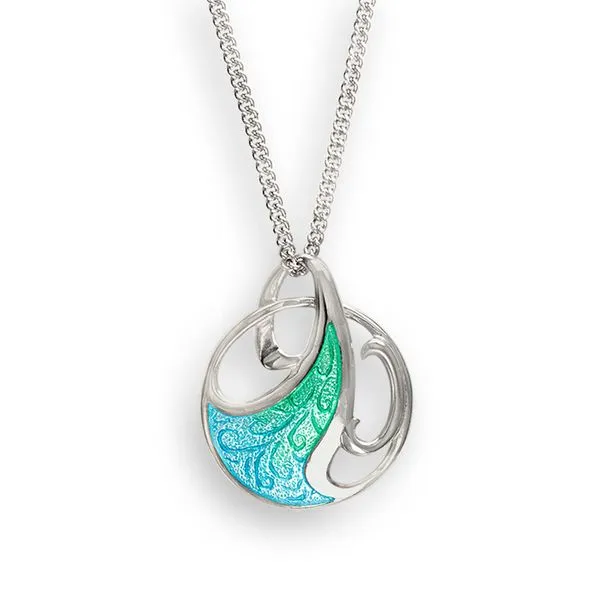 Sterling Silver Seafoam Enamel Wave Pendant Quality Gem LLC Bethel, CT