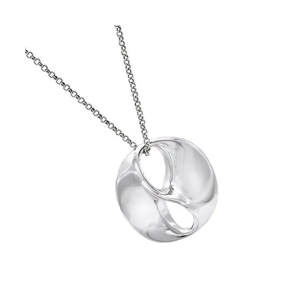 Sterling Silver Rhodium Plated Love Disc Pendant Length 18 Inches Quality Gem LLC Bethel, CT