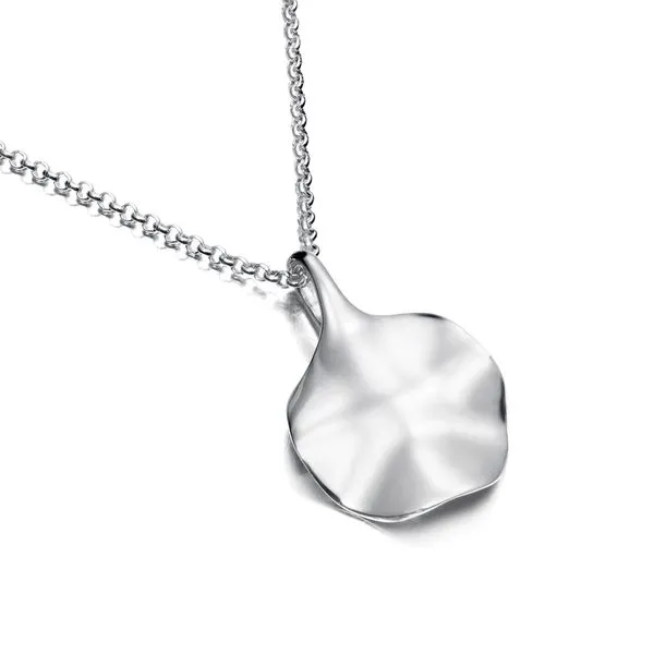 Sterling Silver Rhodium Plated Aqua Leaf Pendant Length 18 Inches Quality Gem LLC Bethel, CT