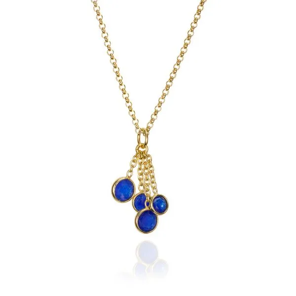 Sterling Silver 18K Vermeil Bella With Blue Jade Dangles Pendant Length 18 Inches Quality Gem LLC Bethel, CT