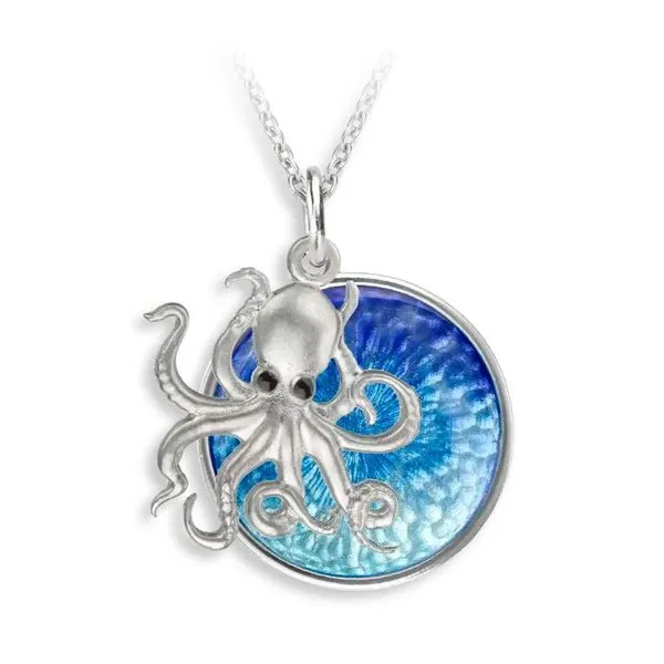 Sterling Silver Blue Enamel Octopus Pendant Quality Gem LLC Bethel, CT