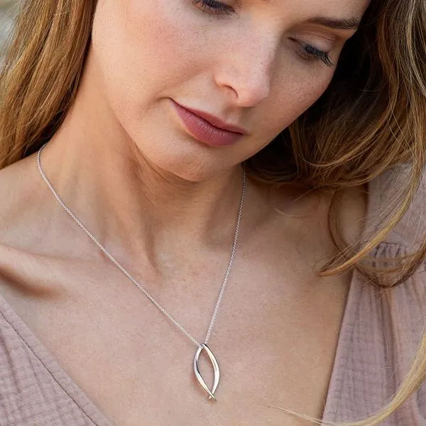 Sterling Silver Rhodium Plated Entwine Twine Twist Link Pendant Length 18 Inches Image 2 Quality Gem LLC Bethel, CT