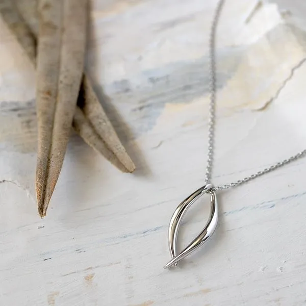 Sterling Silver Rhodium Plated Entwine Twine Twist Link Pendant Length 18 Inches Image 3 Quality Gem LLC Bethel, CT