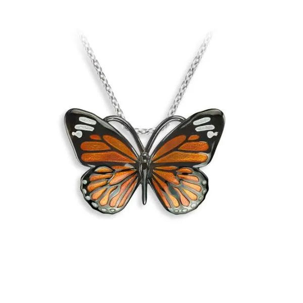Sterling Silver Black Rhodium Plated Monarch Butterfly Pendant Length 20 Inches Quality Gem LLC Bethel, CT
