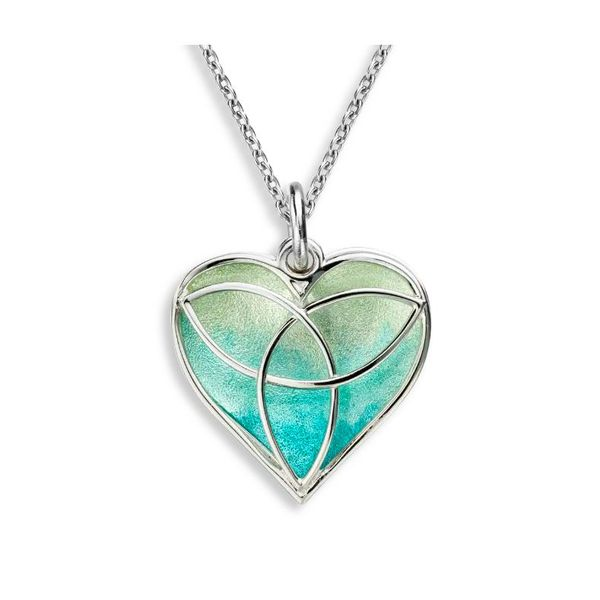 Sterling Silver Vitreous Ombre Green Enamel 2-Piece Green Heart Celtic Pendant Length 20 Inches Quality Gem LLC Bethel, CT