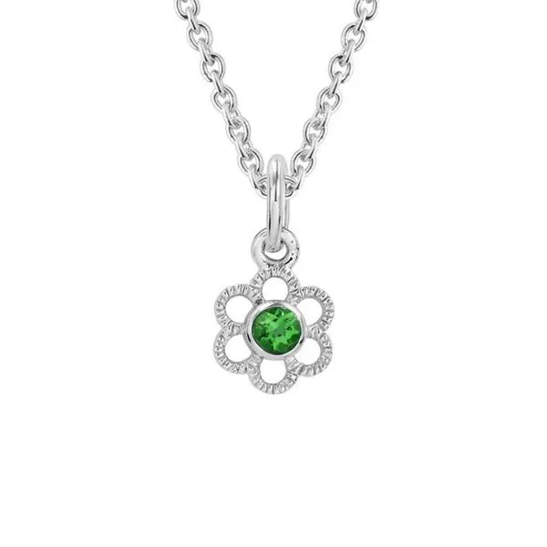 Sterling Silver Created Emerald May Mini Flower Pendant Quality Gem LLC Bethel, CT