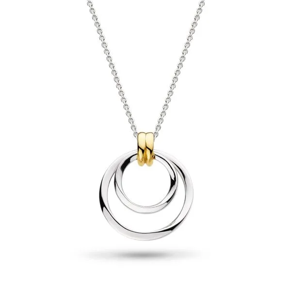 Sterling Silver/18K Gold Plate Rhodium Plated Bevel Unity Golden Duo Pendant Length 18 Inches Quality Gem LLC Bethel, CT