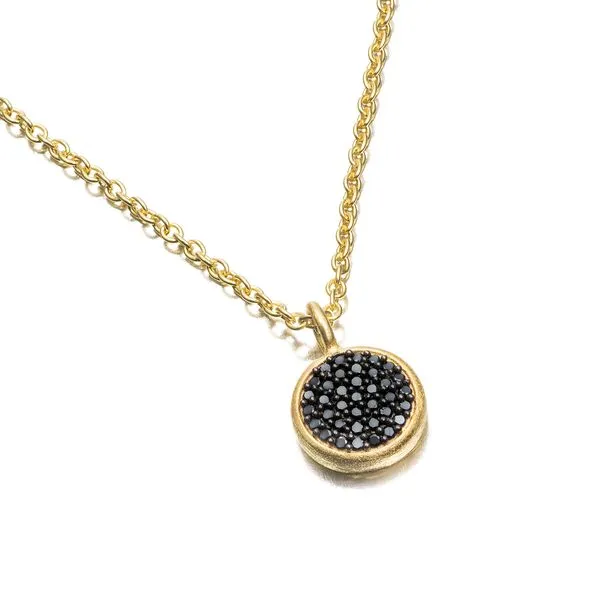 Sterling Silver 18K Vermeil STARS Pendant Length 18 Inches With Black Spinels Quality Gem LLC Bethel, CT