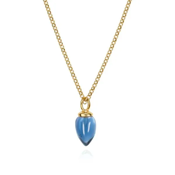 Sterling Silver 18K Vermeil PENDULUM Iolite Dangle Pendant Length 18 Inches Quality Gem LLC Bethel, CT