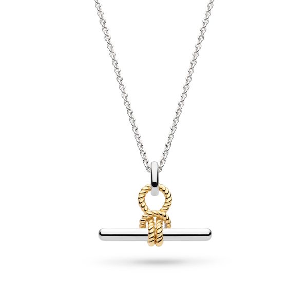 Sterling Silver/18K Plate Rhodium Plated Marina Rope Knot T-Bar Golden Pendant Length 18 Inches Quality Gem LLC Bethel, CT