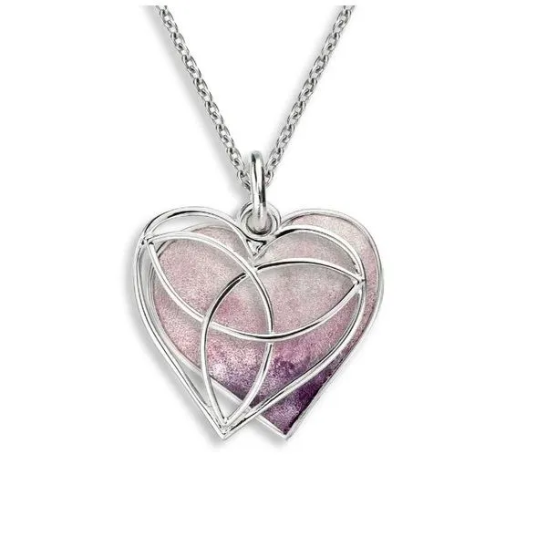 Sterling Silver Rhodium Plated Purple Enamel Celtic Heart Pendant Length 20 Inches Adjustable Image 2 Quality Gem LLC Bethel, CT
