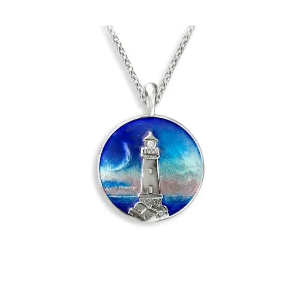 Sterling Silver Rhodium Plated Blue Enamel Light With White Sapphire Pendant Length 20 Inches Adjustable Quality Gem LLC Bethel, CT