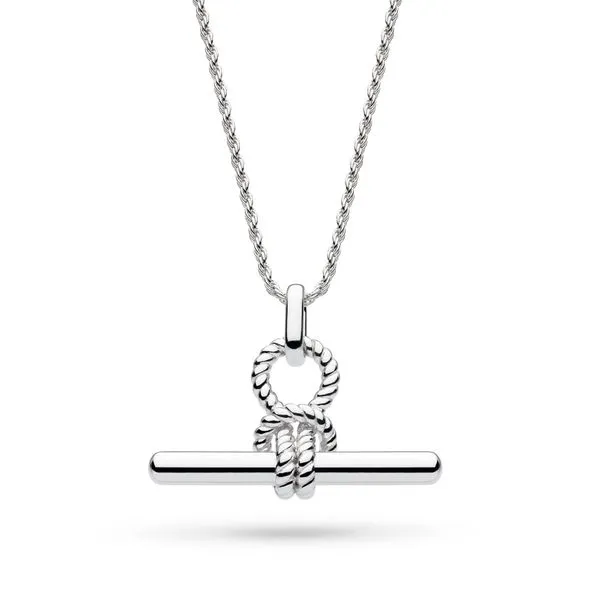 Sterling Silver Rhodium Plated Marina Rope Knot T-Bar Grande Pendant Length 20 Inches Quality Gem LLC Bethel, CT