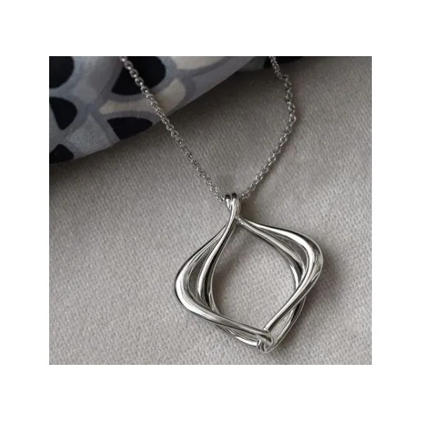 Sterling Silver Rhodium Plated Entwine Alicia Pendant Length 20 Inches Image 3 Quality Gem LLC Bethel, CT