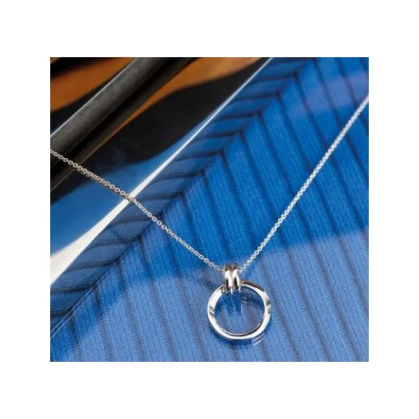 Sterling Silver Rhodium Plated Bevel Unity Pendant Length 18 Inches Image 2 Quality Gem LLC Bethel, CT