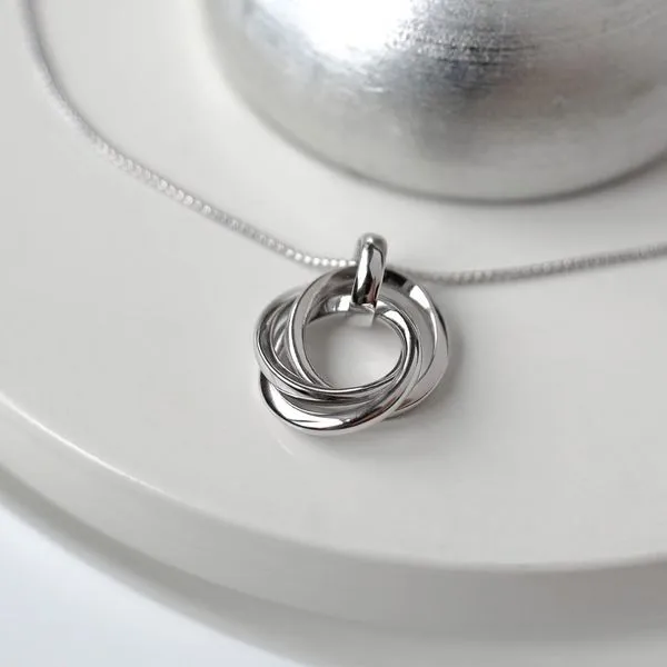 Sterling Silver Rhodium Plated Bevel Trilogy Pendant Length 18 Inches Image 2 Quality Gem LLC Bethel, CT