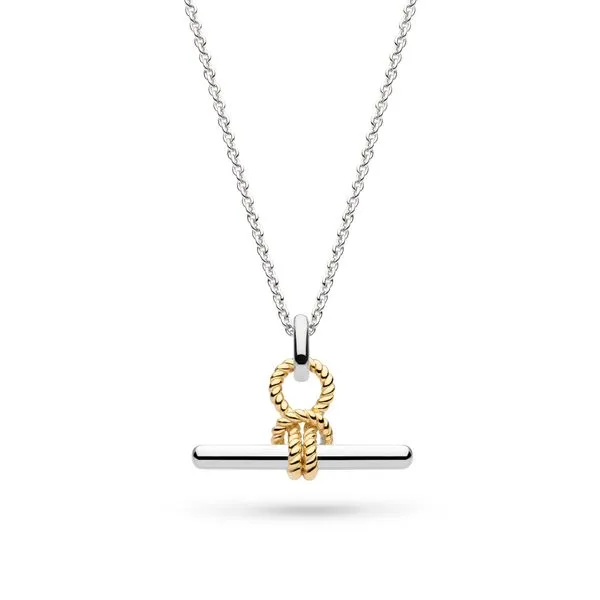 Sterling Silver/18K Plate Rhodium Plated Marina Rope Knot T-Bar Golden Pendant Length 18 Inches Quality Gem LLC Bethel, CT
