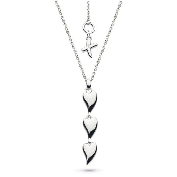 Sterling Silver Desire Kiss Rhodium Plate Triple Hearts Necklace Length 17 Inches Quality Gem LLC Bethel, CT