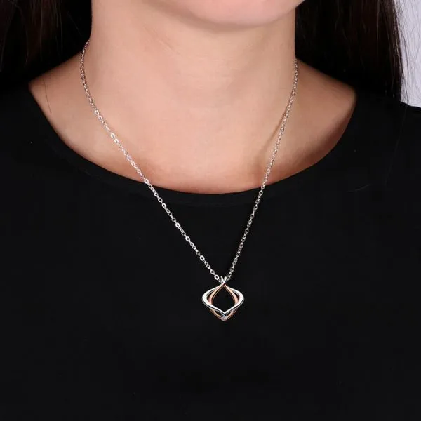 Sterling Silver & 18K Rose Gold Plate Entwine Small Alicia Necklace Image 2 Quality Gem LLC Bethel, CT