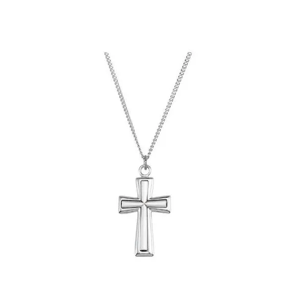 Sterling Silver Satin & Polished Cross Pendant Length 24 Inches Quality Gem LLC Bethel, CT