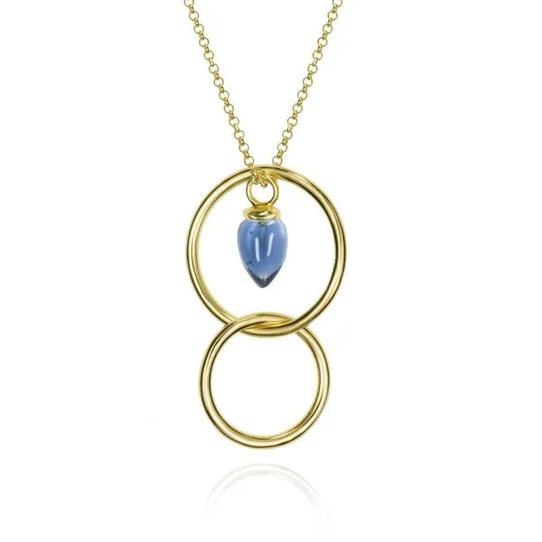 Sterling Silver 18K Vermeil Iolite Pendulum Convertible Circle Drop Pendant Length 18 Inches Quality Gem LLC Bethel, CT
