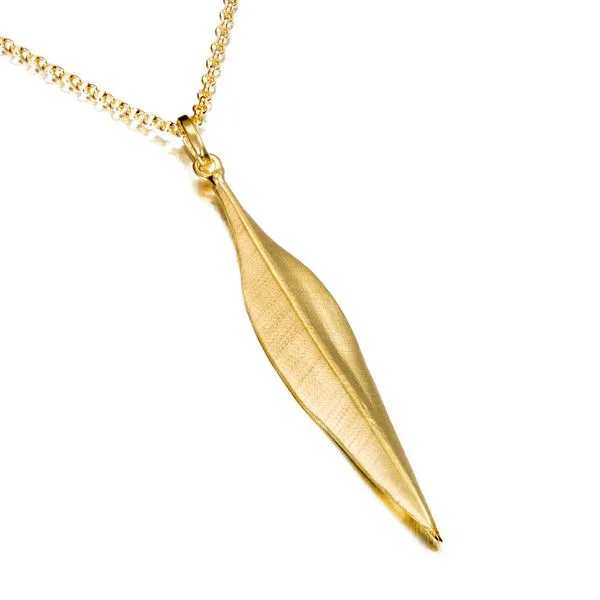 Sterling Silver 18K Vermeil Forest Leaf Pendant Length 18 Inches Quality Gem LLC Bethel, CT