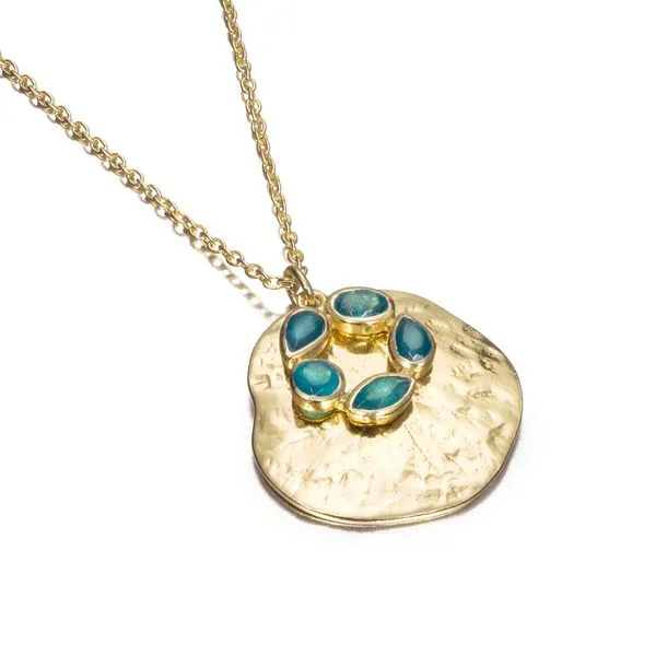 Sterling Silver 18K Vermeil Apatite Morning Freeform Pendant Length 18 Inches Quality Gem LLC Bethel, CT