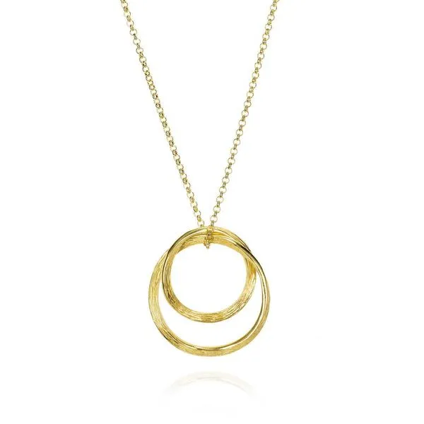 Sterling Silver 18K Vermeil Florence Textured Interchangeable Pendant Length 18 Inches Image 2 Quality Gem LLC Bethel, CT