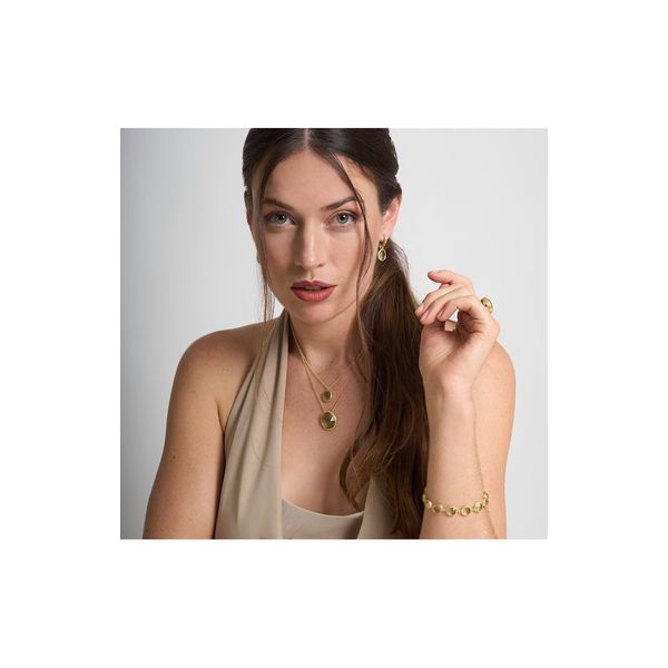 Sterling Silver 18K Vermeil Shade Pendant With Green Amethyst Length 18 Inches Image 3 Quality Gem LLC Bethel, CT