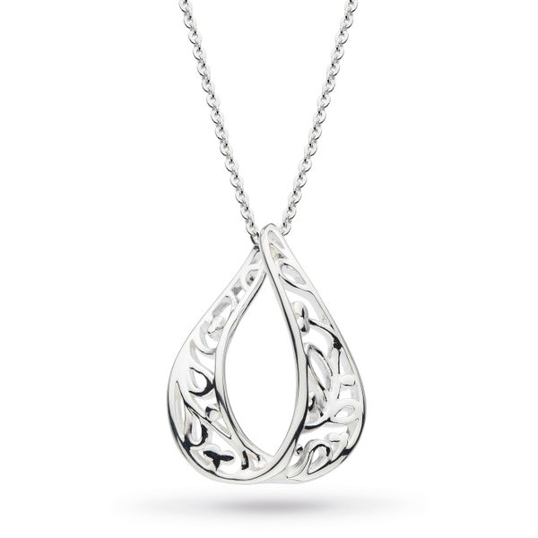 Sterling Silver Rhodium Plated Blossom Flourish Loupe Pendant Length 18 Inches Quality Gem LLC Bethel, CT