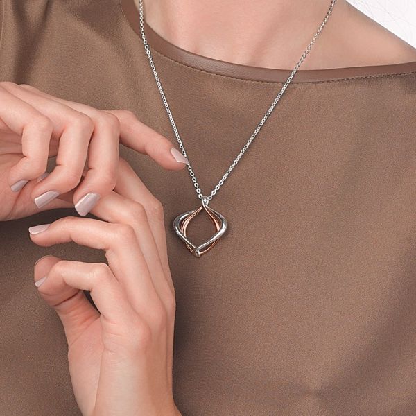 Sterling Silver & 18K Rose Gold Plate Entwine Alicia Pendant Length 20 Inches Image 2 Quality Gem LLC Bethel, CT