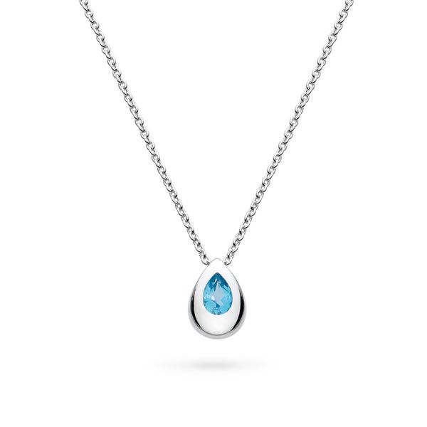 Sterling Silver Rhodium Plated Coast Pebble Swiss Blue Topaz Pendant Length 18 Inches Quality Gem LLC Bethel, CT
