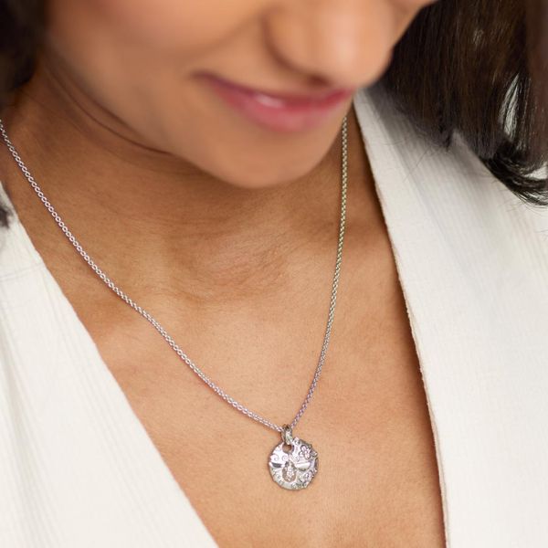 Sterling Silver Rhodium Plated Blossom Flyte Honey Bee Disc Pendant Length 18 Inches Image 3 Quality Gem LLC Bethel, CT