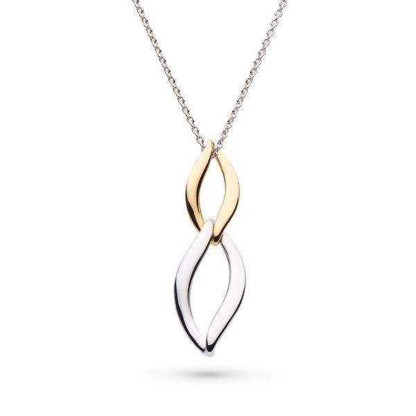 Sterling Silver 18K Gold Plate Entwine Twine Link Duo Golden Pendant Length 18 Inches Quality Gem LLC Bethel, CT