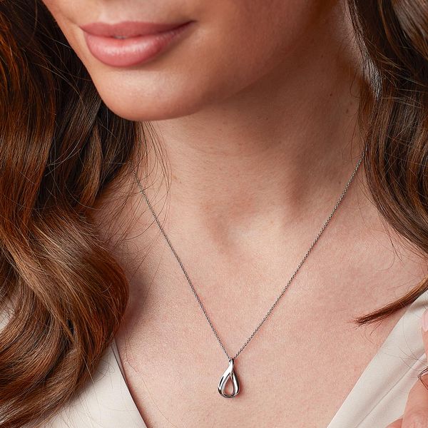 Sterling Silver Rhodium Plated Serenity Dainty Pendant Length 18 Inches Image 2 Quality Gem LLC Bethel, CT