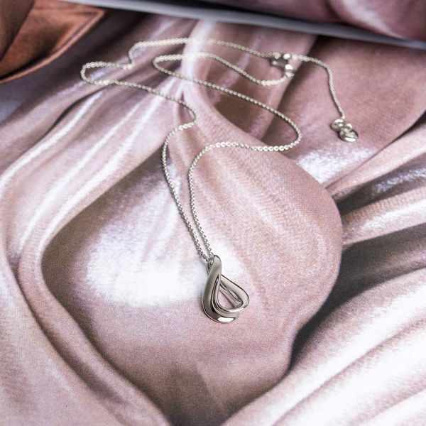 Sterling Silver Rhodium Plated Serenity Dainty Pendant Length 18 Inches Image 3 Quality Gem LLC Bethel, CT