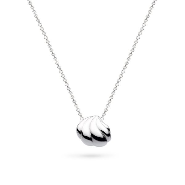 Sterling Silver Rhodium Plated Océane Shell Echo Rounded Pendant Length 18 Inches Quality Gem LLC Bethel, CT