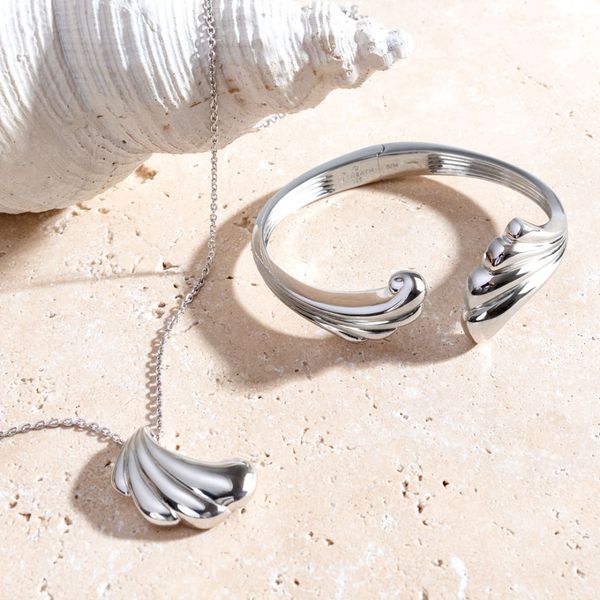 Sterling Silver Rhodium Plated Océane Shell Echo Grande Pendant Length 20 Inches Image 3 Quality Gem LLC Bethel, CT