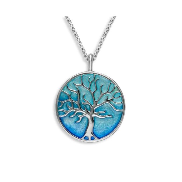 Sterling Silver Blue Enamel Tree of Life Pendant Length 20 Inches Adjustable Quality Gem LLC Bethel, CT