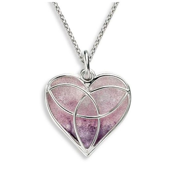 Sterling Silver Rhodium Plated Purple Enamel Celtic Heart Pendant Length 20 Inches Adjustable Quality Gem LLC Bethel, CT