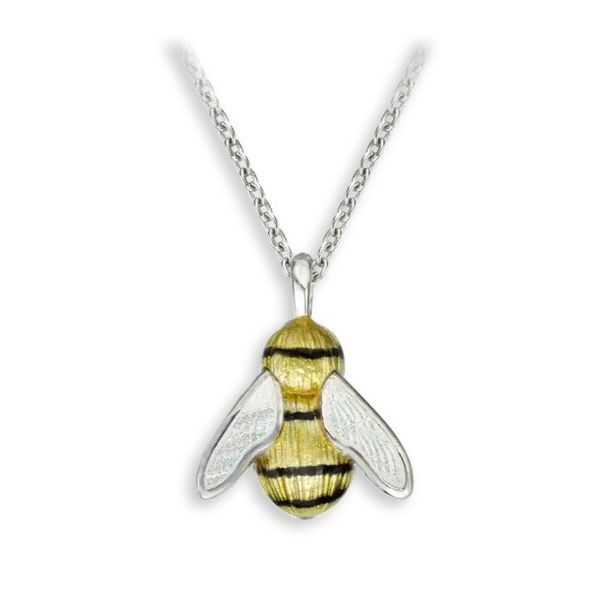 Sterling Silver Rhodium Plated Yellow Enamel Bumble Bee Pendant Length 18 Adjustable Quality Gem LLC Bethel, CT