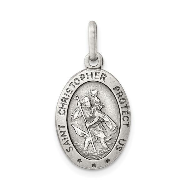 Sterling Silver Matte Saint Christopher Medal Pendant Quality Gem LLC Bethel, CT