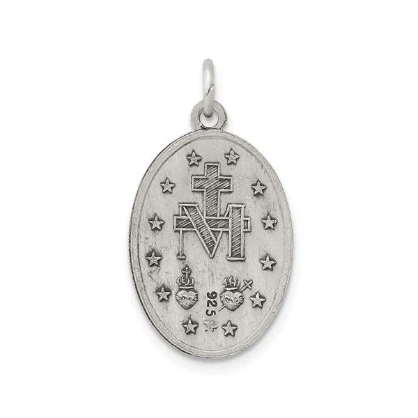 Sterling Silver Antiqued Miraculous Medal Pendant Image 3 Quality Gem LLC Bethel, CT